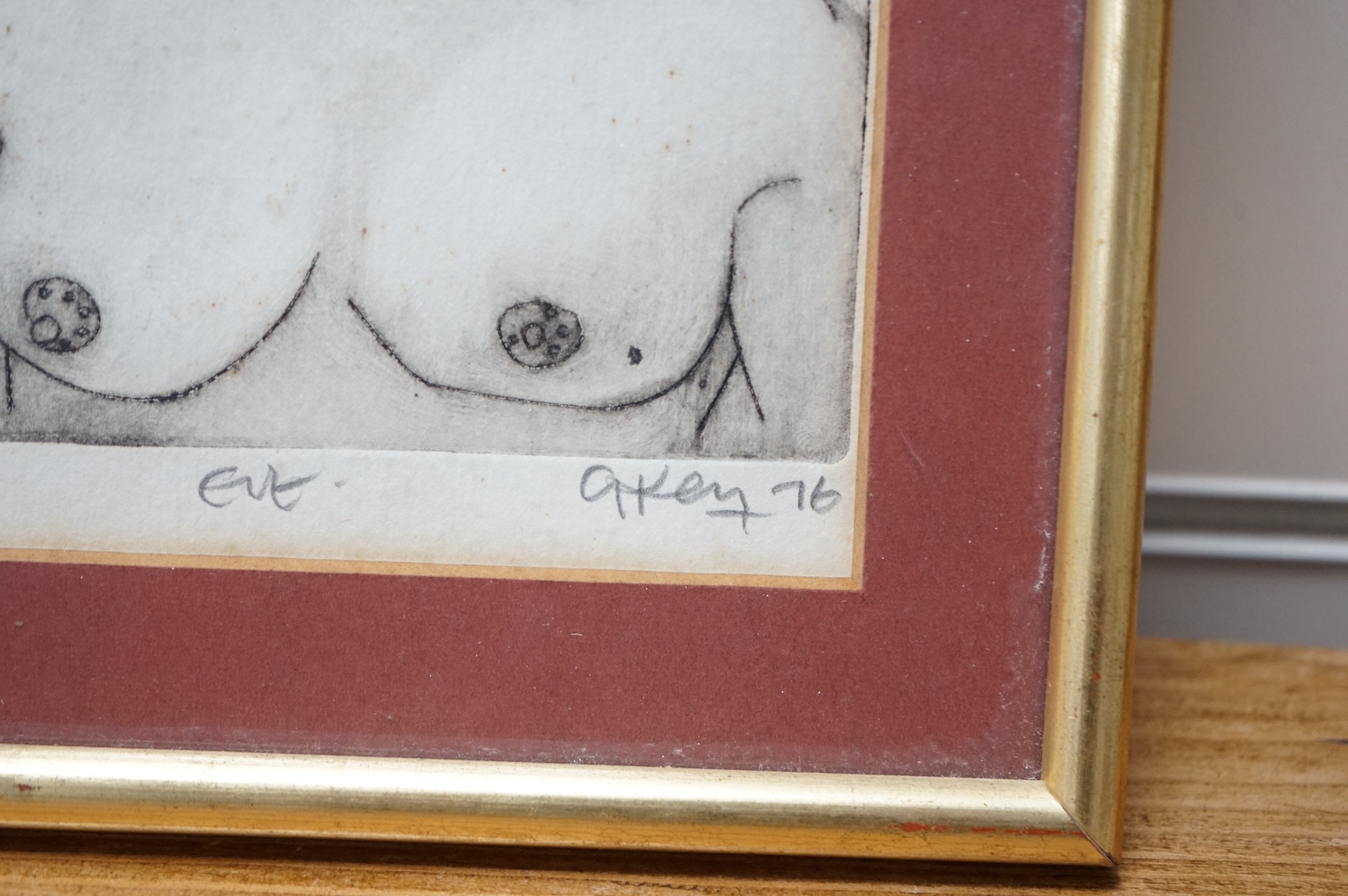 Geoffrey Key (b.1941), etching, ‘Eve’, signed and dated '76, limited edition 8/20, 19 x 13cm. Condition - fair